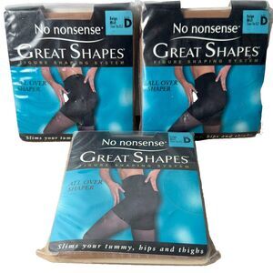 No Nonsense Great Shapes Nylon Pantyhose D 3 Pairs Beige Mist Sheer Toe USA Made